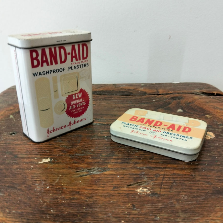 Vintage 1960s Johnson & Johnson Band-Aid First Aid Tins – Set of Two