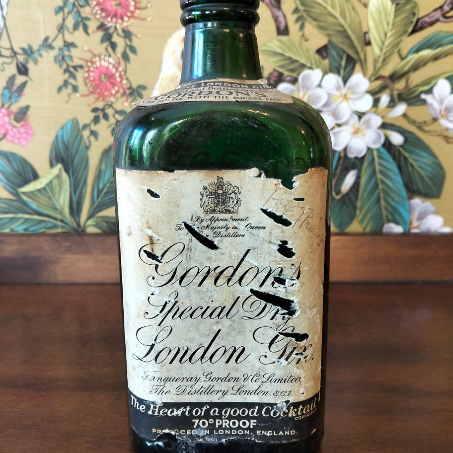 Vintage Gordon’s Special Dry London Gin Bottle with Original Label and Stopper