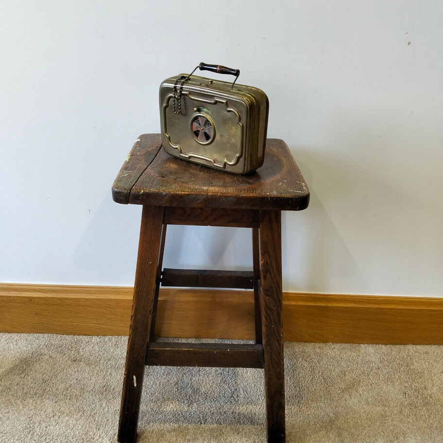 Antique Victorian late 19th or early 20th century brass chaufferette stoker