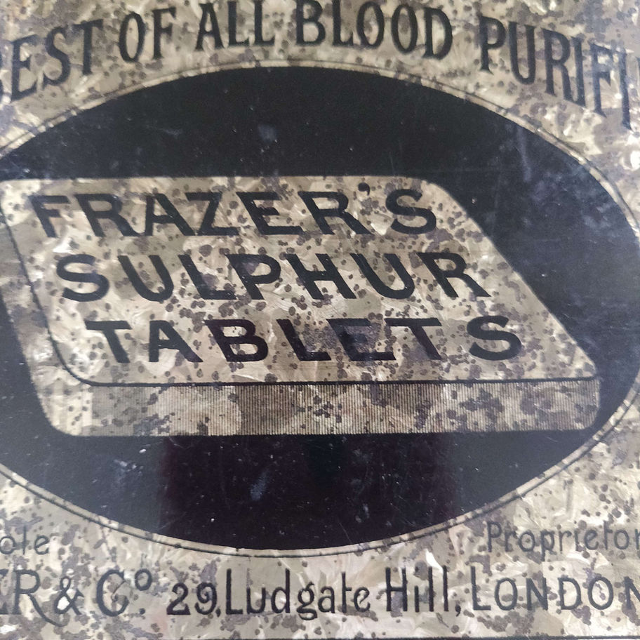 Antique Victorian frazers sulphur tablets tin