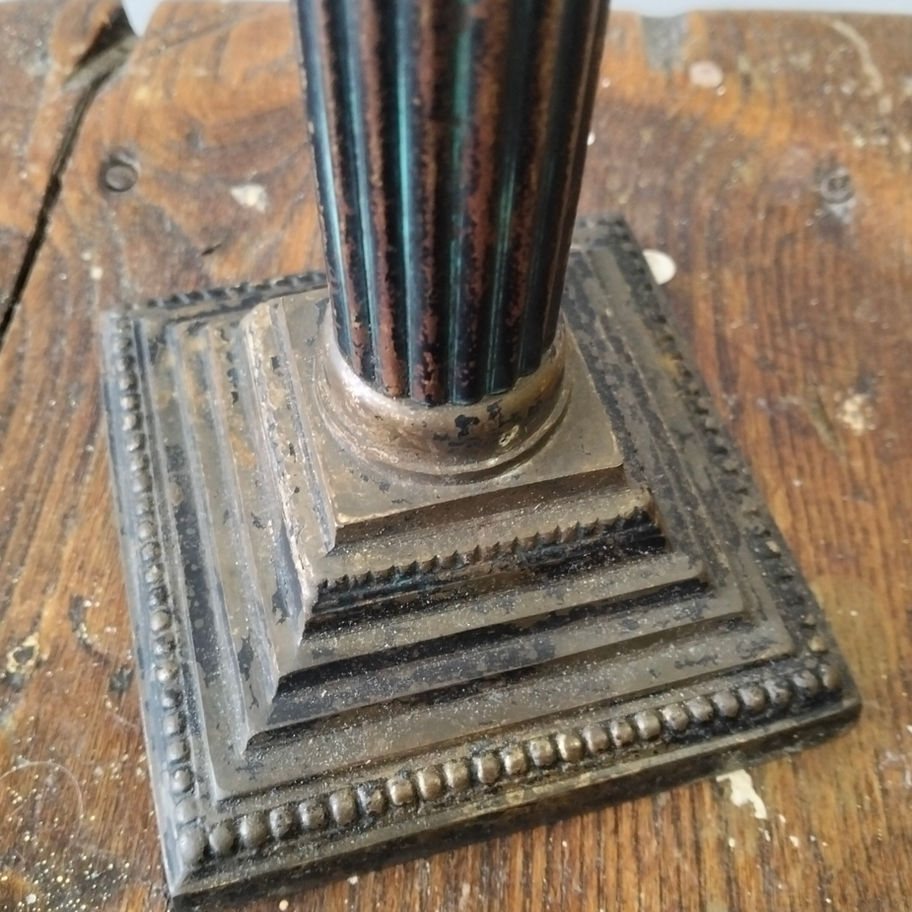 Antique Victorian late 19th or early 20th century Corinthian brass candle stick