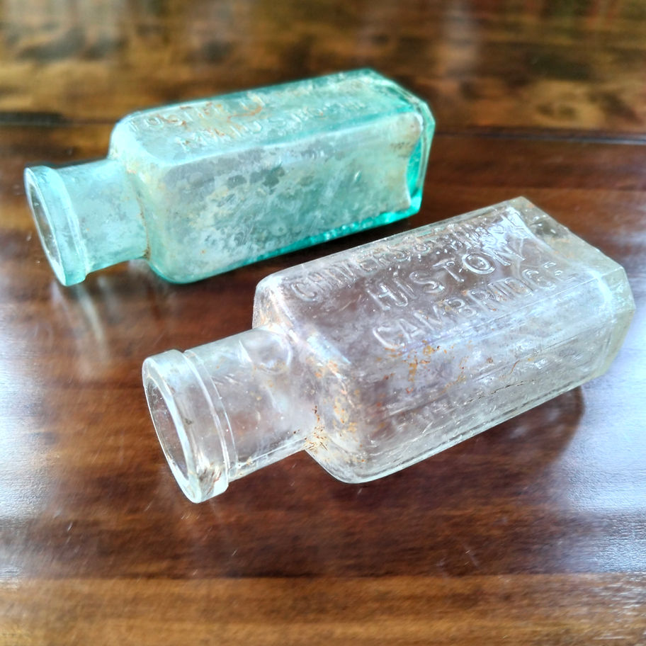 Antique pair of lemonade bottles Eiffel tower/ Cambridge lemonade