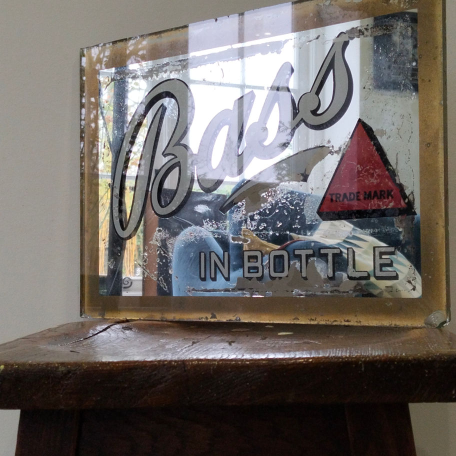 Vintage Bass “In Bottle” Pub Mirror Advertising Sign