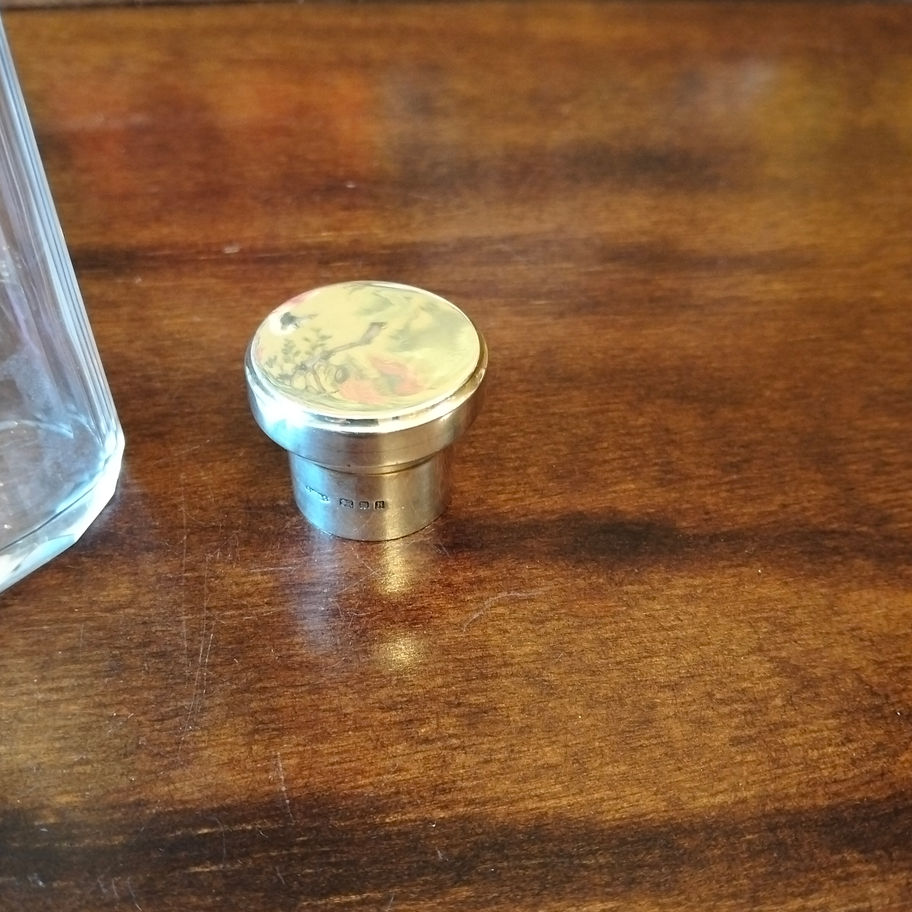 Antique 1907 Edwardian silver top Birmingham hallmark perfume or cologne bottle