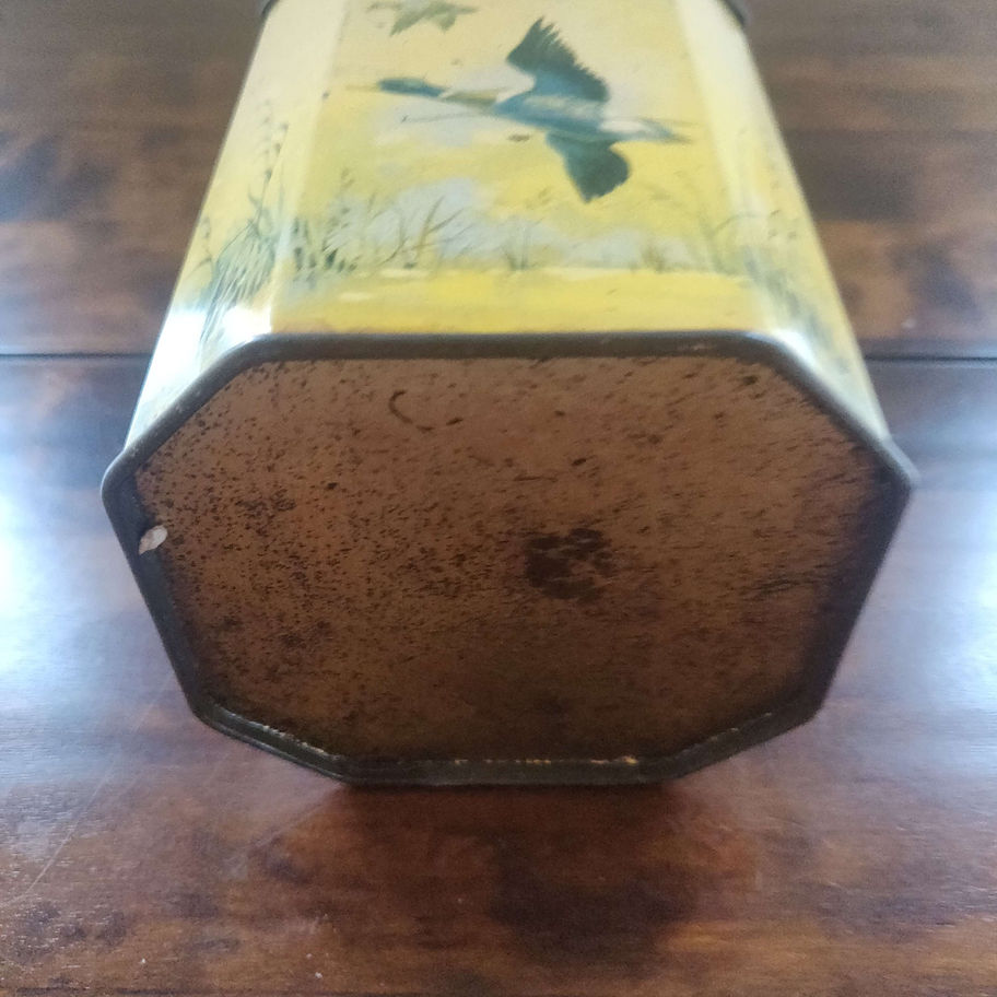 Antique could be Victorian tin tea caddy unfortunately no makers name lovely dec
