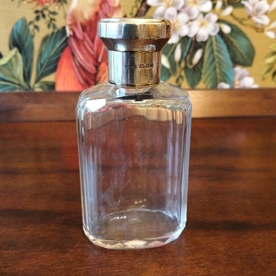 Antique 1907 Edwardian silver top Birmingham hallmark perfume or cologne bottle