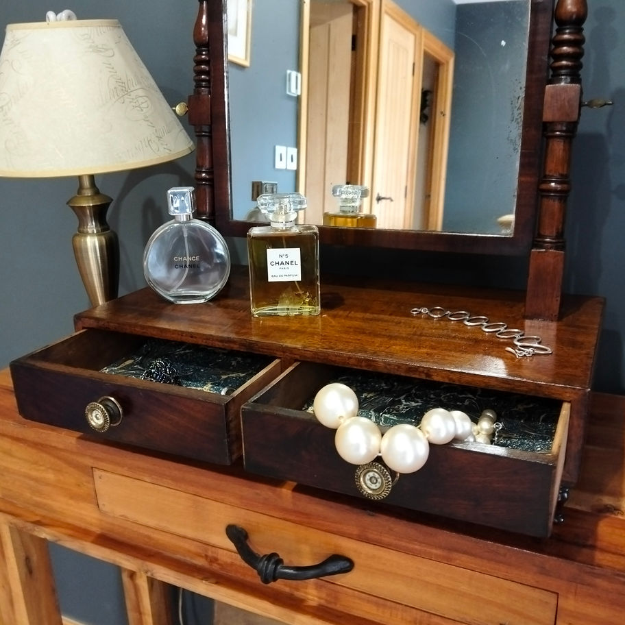 Antique Mahogany dressing table Mirror with Twin Drawers Victorian Dressing