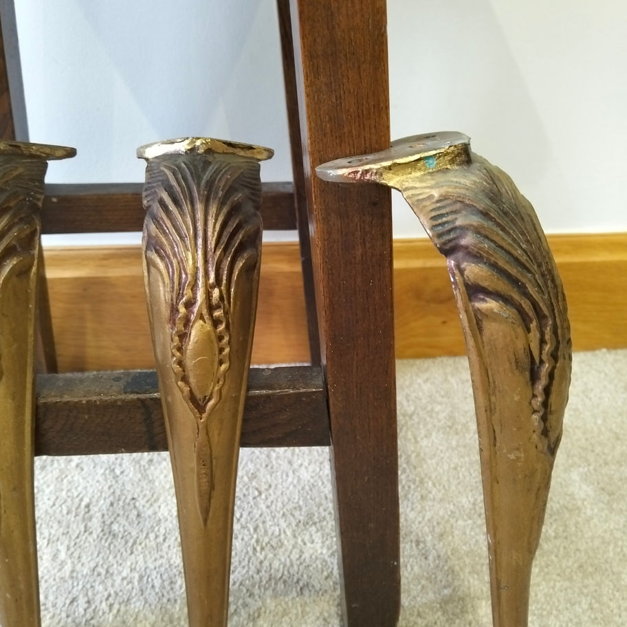 Antique Victorian late 19th or early 20th century cast brass ormolu set of 4 leg
