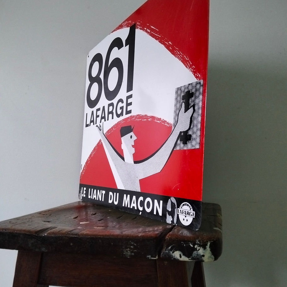 Vintage Lafarge metal Advertising Sign – “861 Lafarge – Le Liant du Maçon”