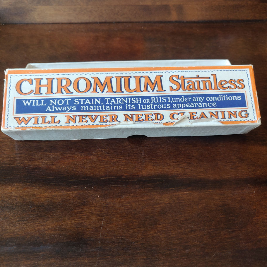 Vintage mid century 1950s chromium cleaner box