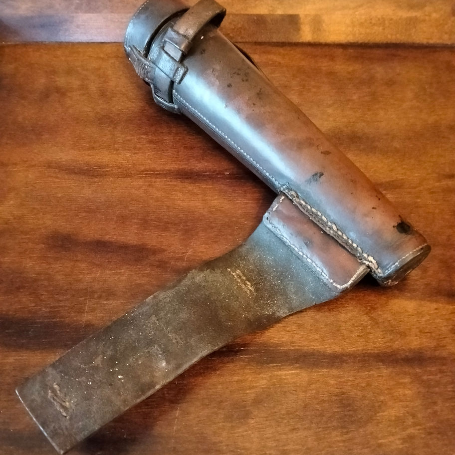 Antique Glass Stirrup Flask with Leather Case Late Victorian to Edwardian