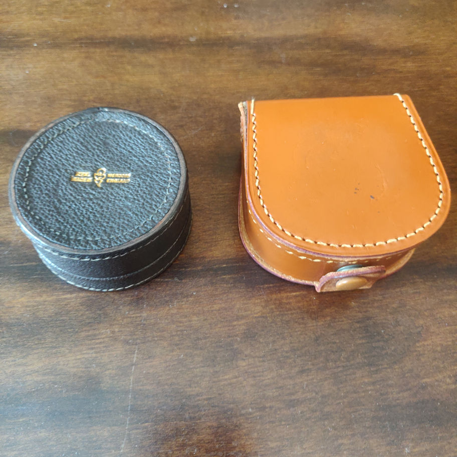 Vintage pair of leather cuff link boxes one by Studs and one by AF?