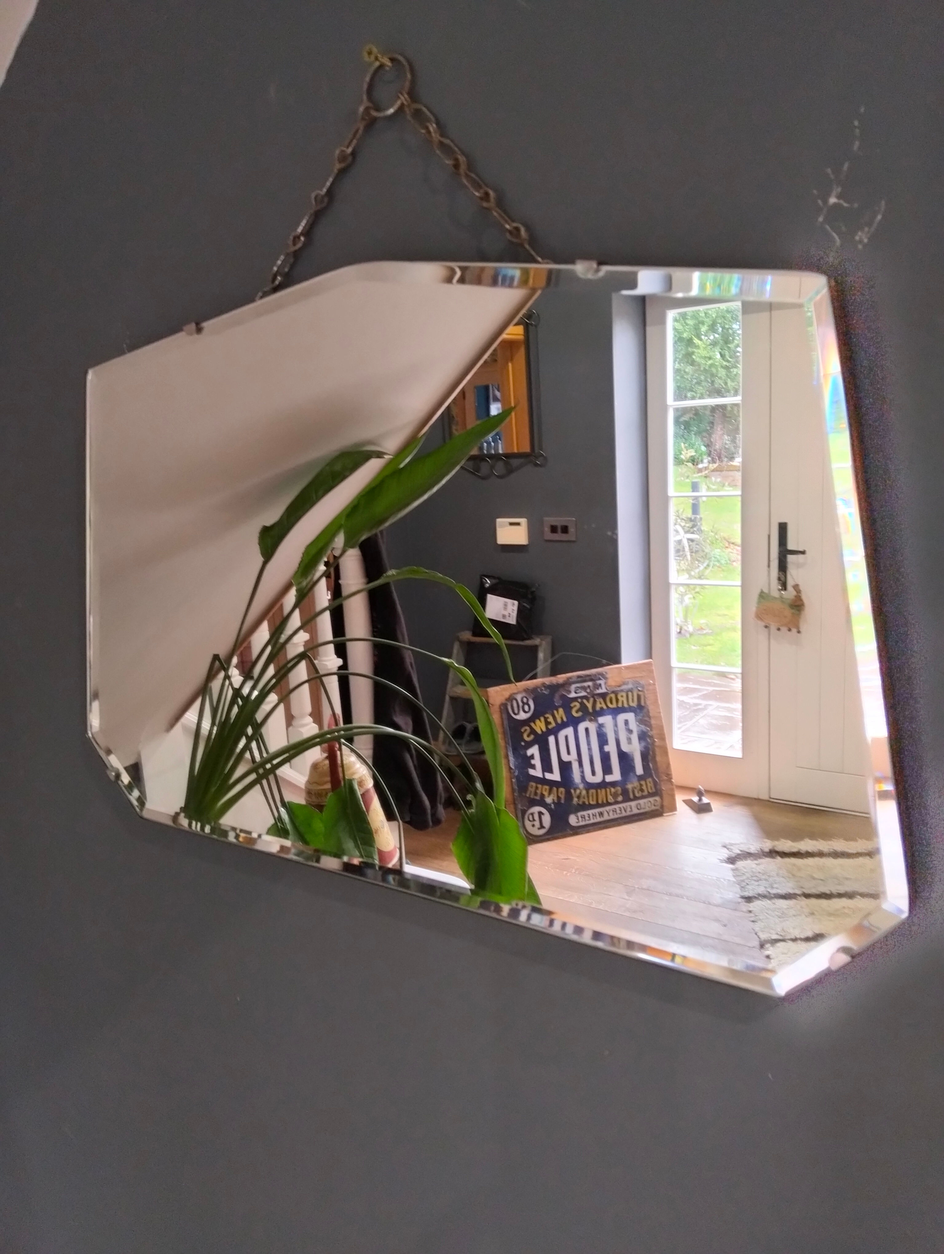 Vintage Art Deco Bevelled ( always a sign of quality)Wall Mirror (c. 1930s) oak