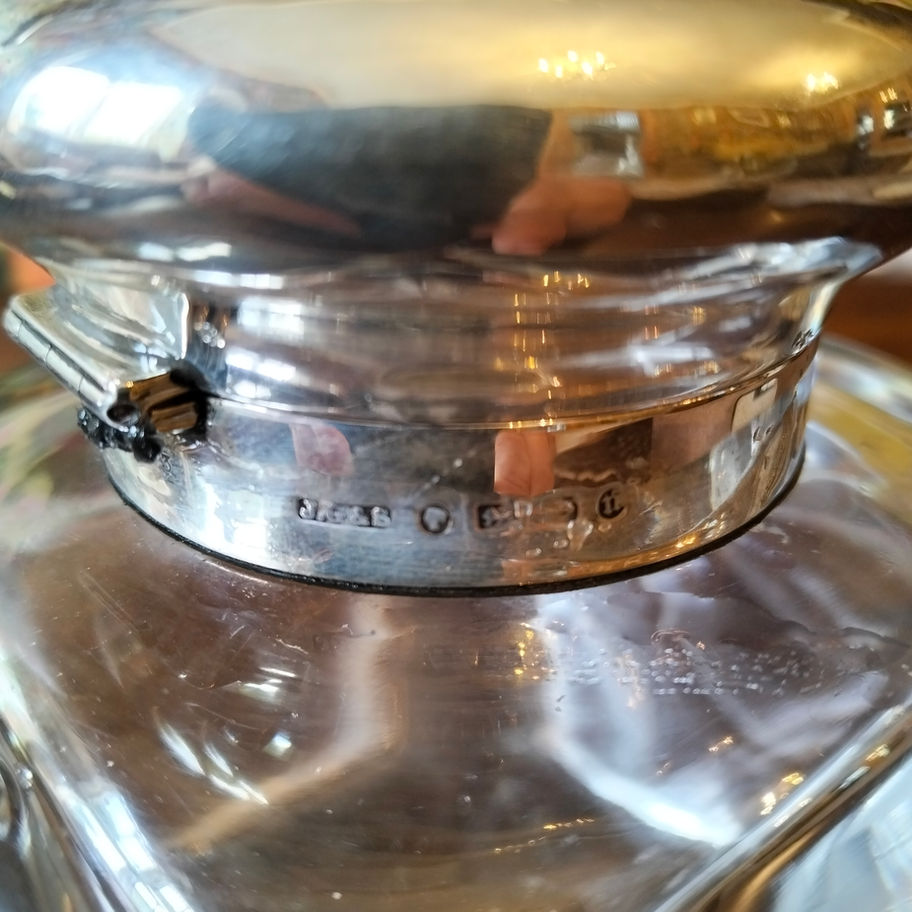 Victorian 1887 Silver Mounted Glass Dressing Table Jar by John Grinsell & Sons