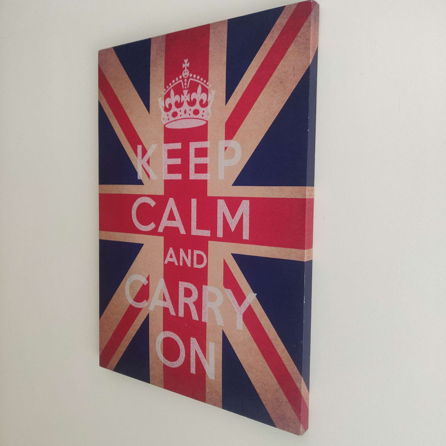 Keep Calm and carry On sign union jack on canvas