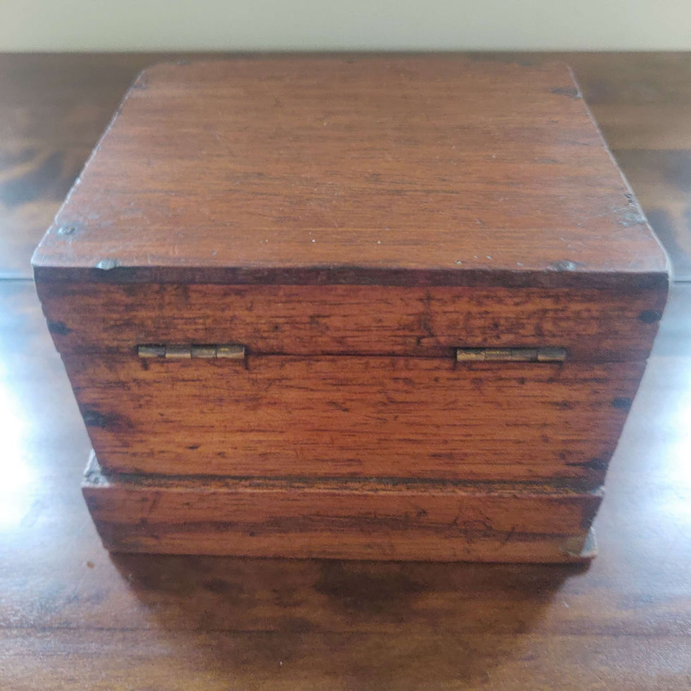 Antique oak small box with drawer to side