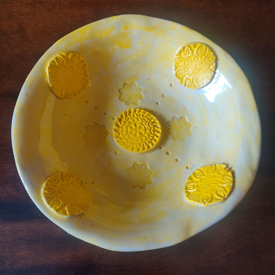 Vintage studio pottery bowl or dish hand made and glazed probably European ?