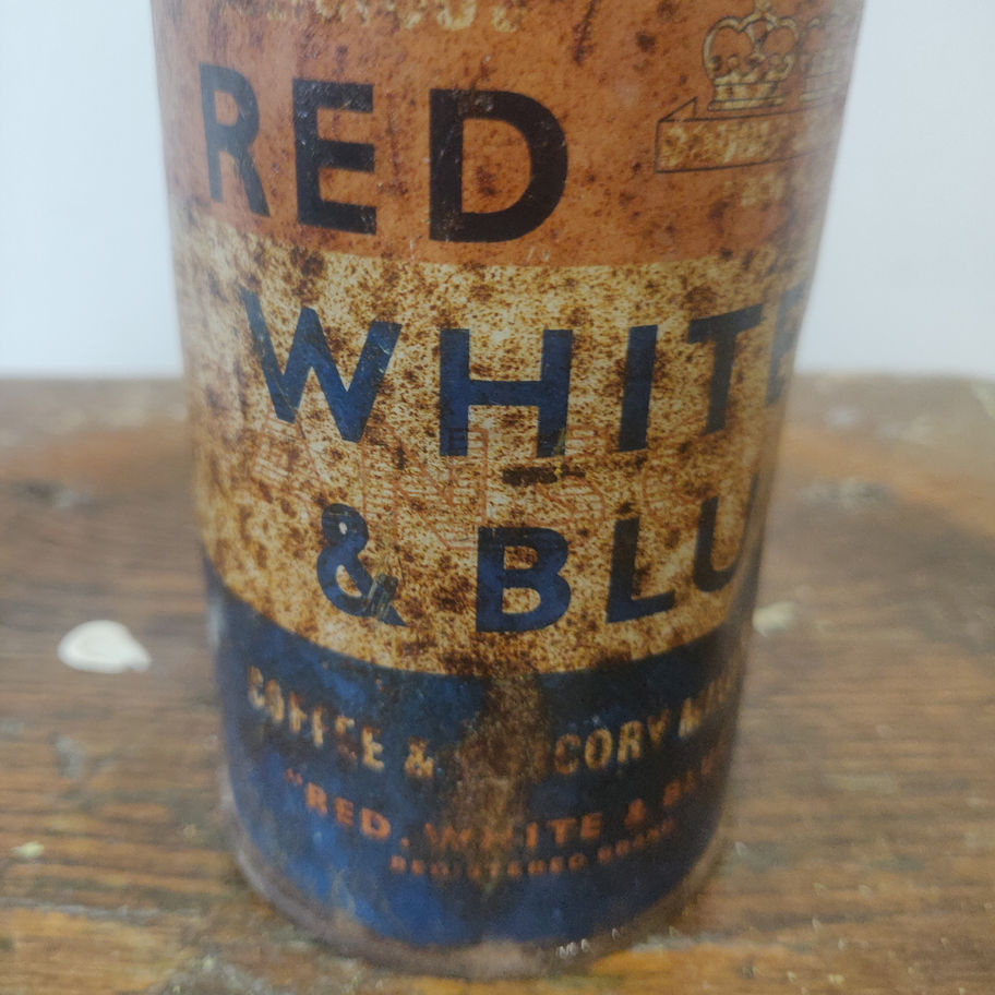 Vintage World War II ( 1939 -1945) red white & blue rationed coffee bean tin !!
