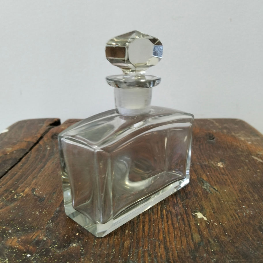 Vintage art deco style large heavy glass perfume bottle with original stopper