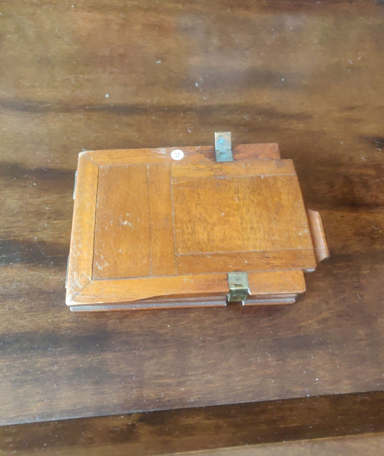 Antique late 19th century Victorian mahogany half plate photo slide holder