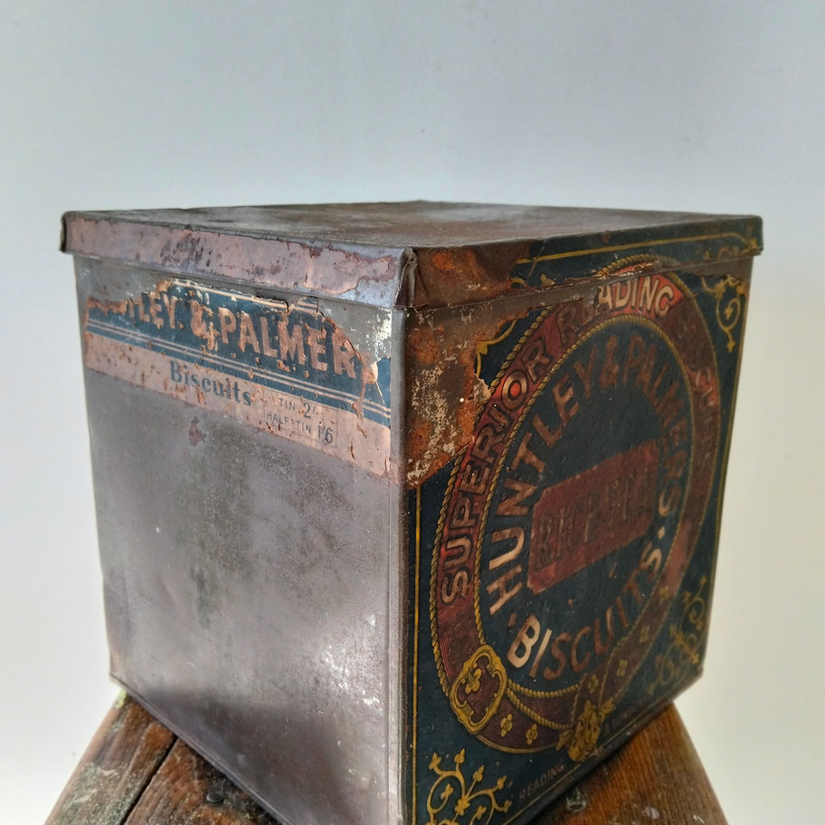 Antique Huntley & Palmers “Rich Tea” shop counter Biscuit Tin Superior Reading