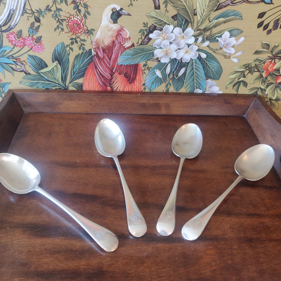 Vintage probably older (I think Edwardian) silver plate large serving spoons