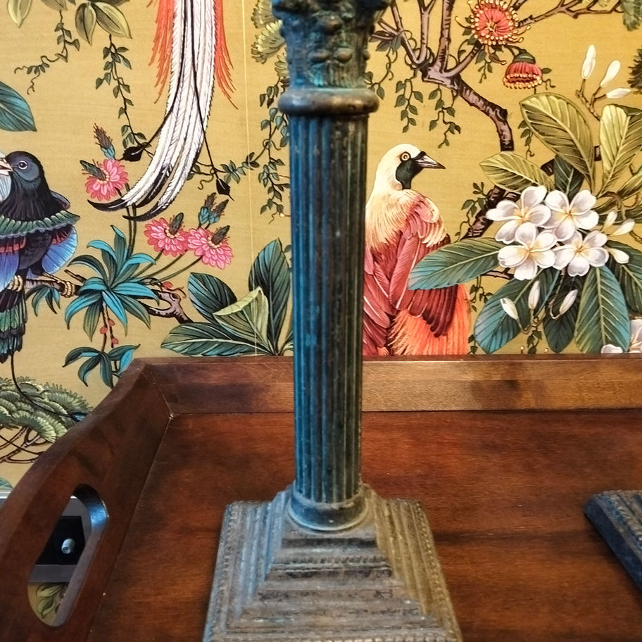 Antique Victorian late 19th or early 20th century Corinthian brass candle sticks