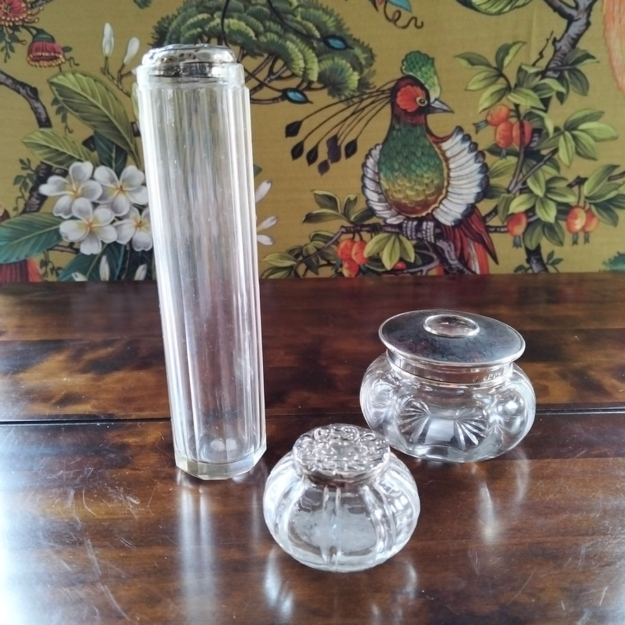 Antique Cut Glass Scent Bottle with Birmingham Silver Lid – Hallmarked 1904