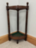 Antique Late Victorian Oak Corner Umbrella & Stick Stand with Metal Drip Tray