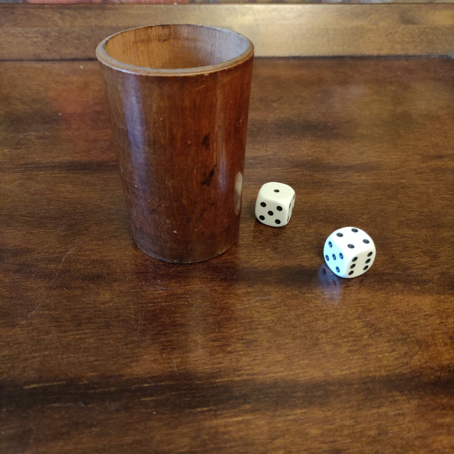 Vintage hand turned small cup ( probably for dice ) known as treen from a tree !