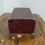Minijatura: Antique early 20th century leather bound silk lined oak jewelry box 