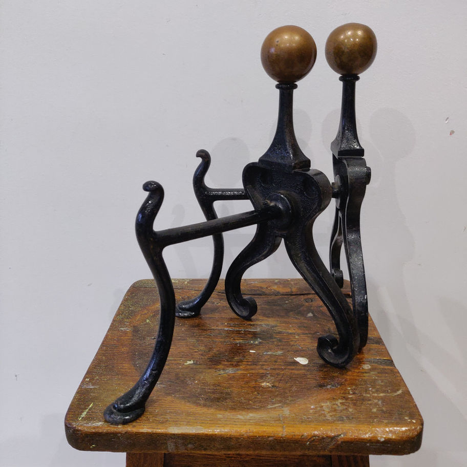 Antique Victorian late 19th century art nouveau (WT&S) William Tonks and sons fire dogs