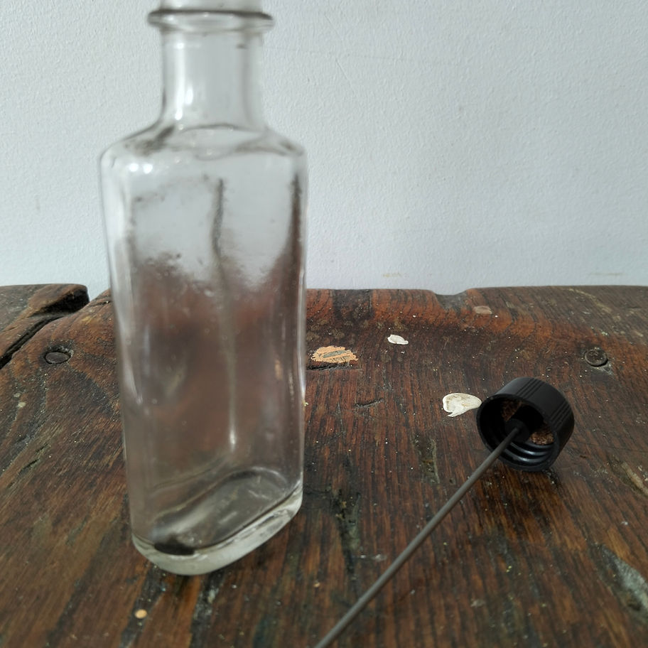 Vintage Glass Applicator Bottle with Metal Dip Rod – Workshop / Apothecary Curio