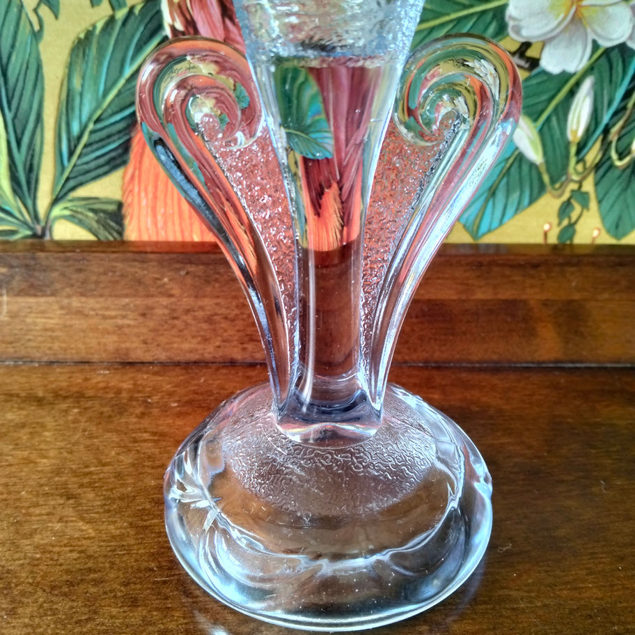 Vintage 1930s Art Deco bagley pressed glass dressing table 5 piece set,