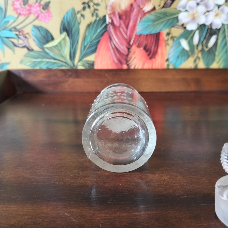 Vintage Wheller London Trade Mark Glass Bottle with Decorative Stopper Frosted