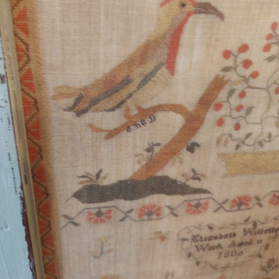 Decorative print of a sampler by Elizabeth willets aged 11 in 1806 not original