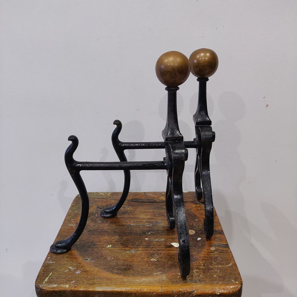 Antique Victorian late 19th century art nouveau (WT&S) William Tonks and sons fire dogs