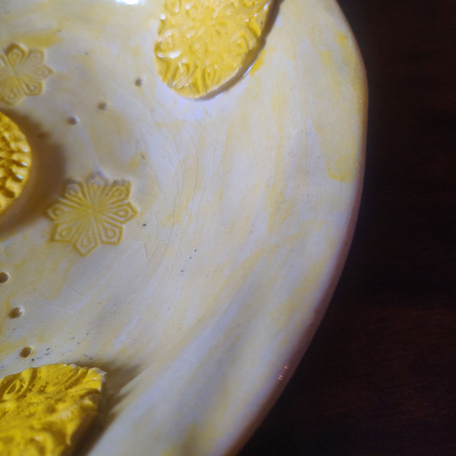 Vintage studio pottery bowl or dish hand made and glazed probably European ?