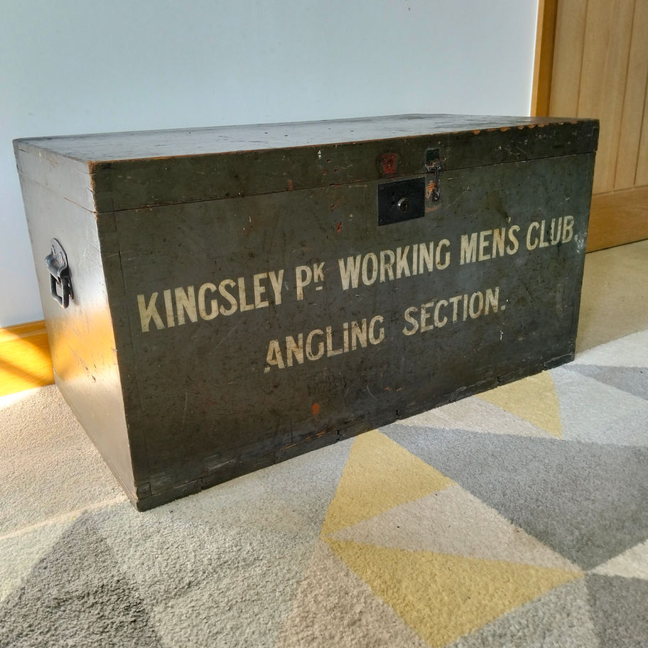 Vintage large Kingsley Park Working Men’s Club Angling Section Wooden Chest