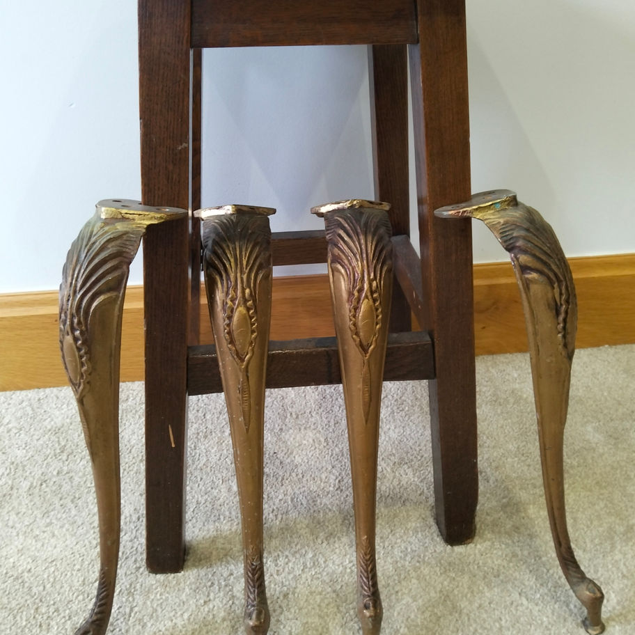 Antique Victorian late 19th or early 20th century cast brass ormolu set of 4 leg