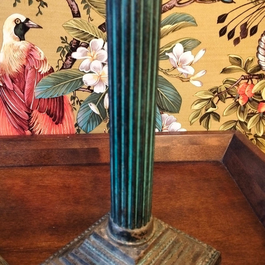 Antique Victorian late 19th or early 20th century Corinthian brass candle sticks