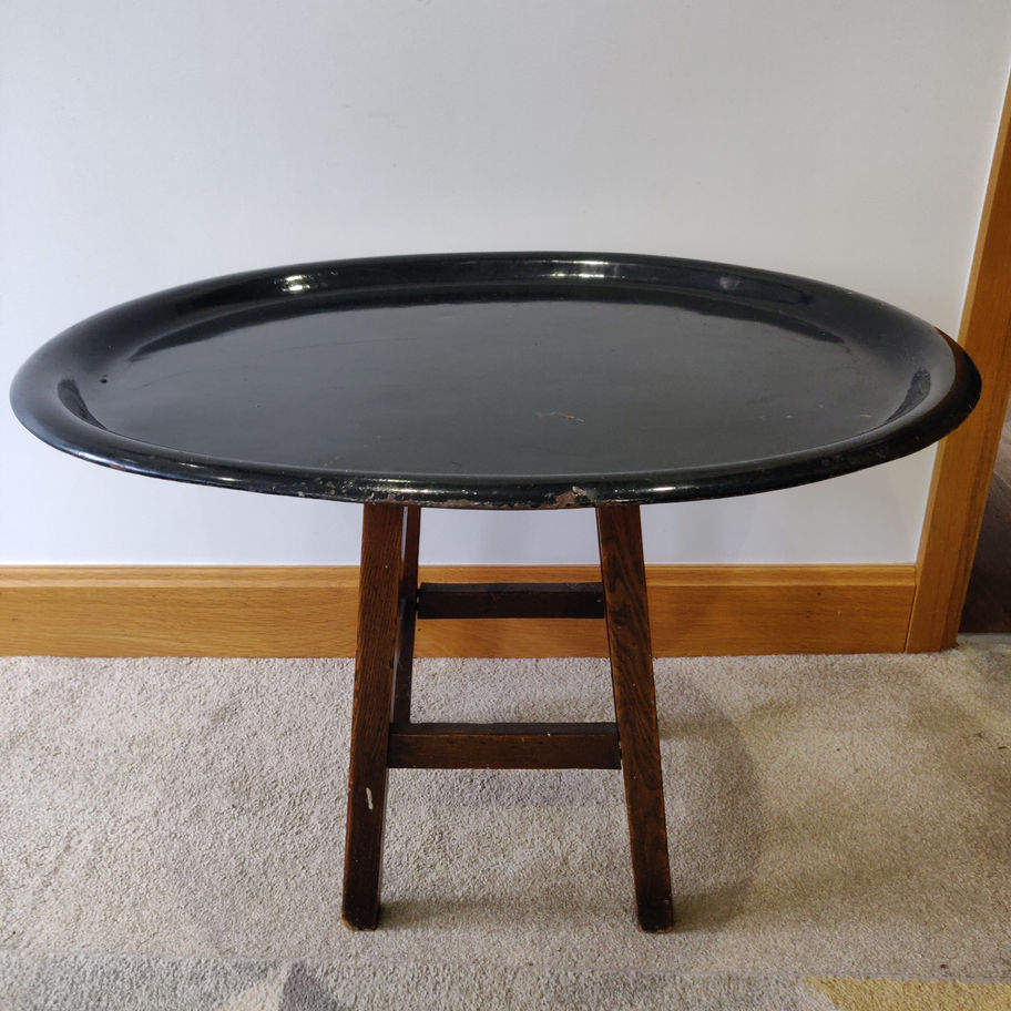 Antique Victorian late 19th century very large oval toleware/ enamel? Tray