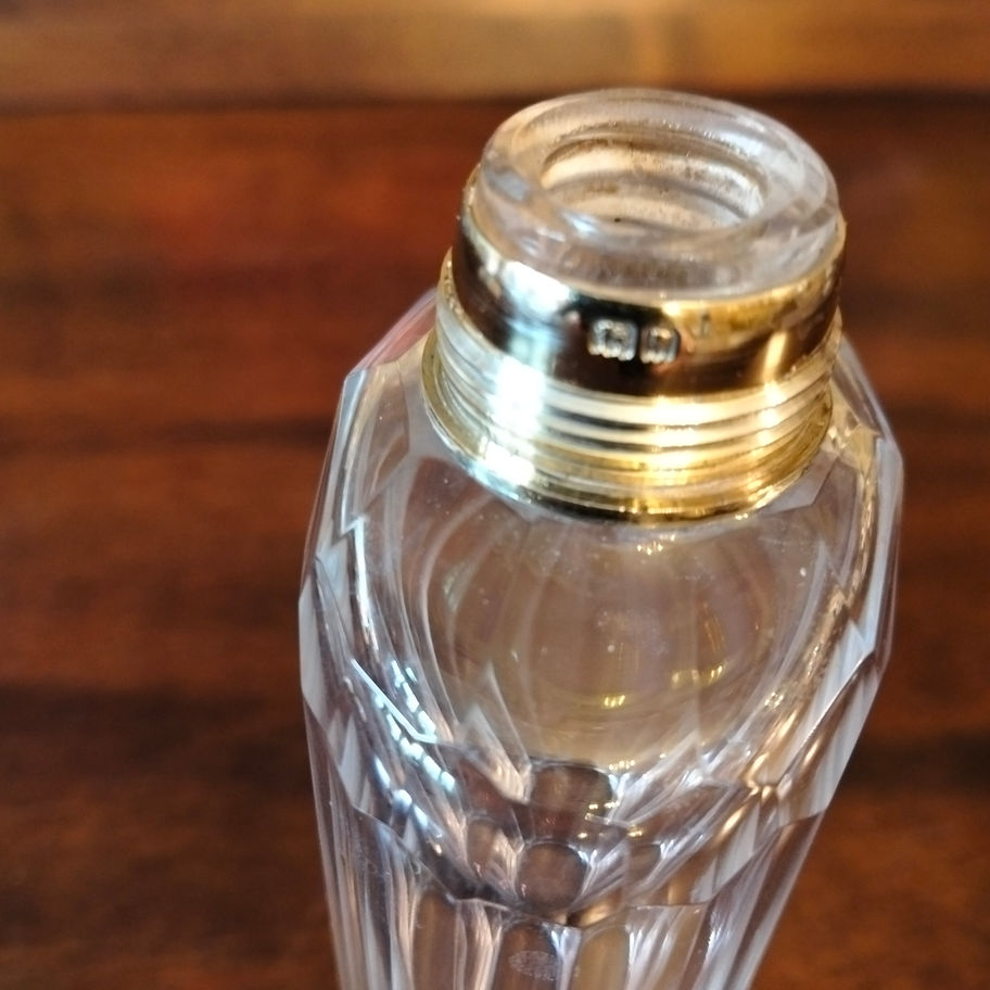 Antique 1907 Edwardian silver top Birmingham hallmark perfume or cologne bottle