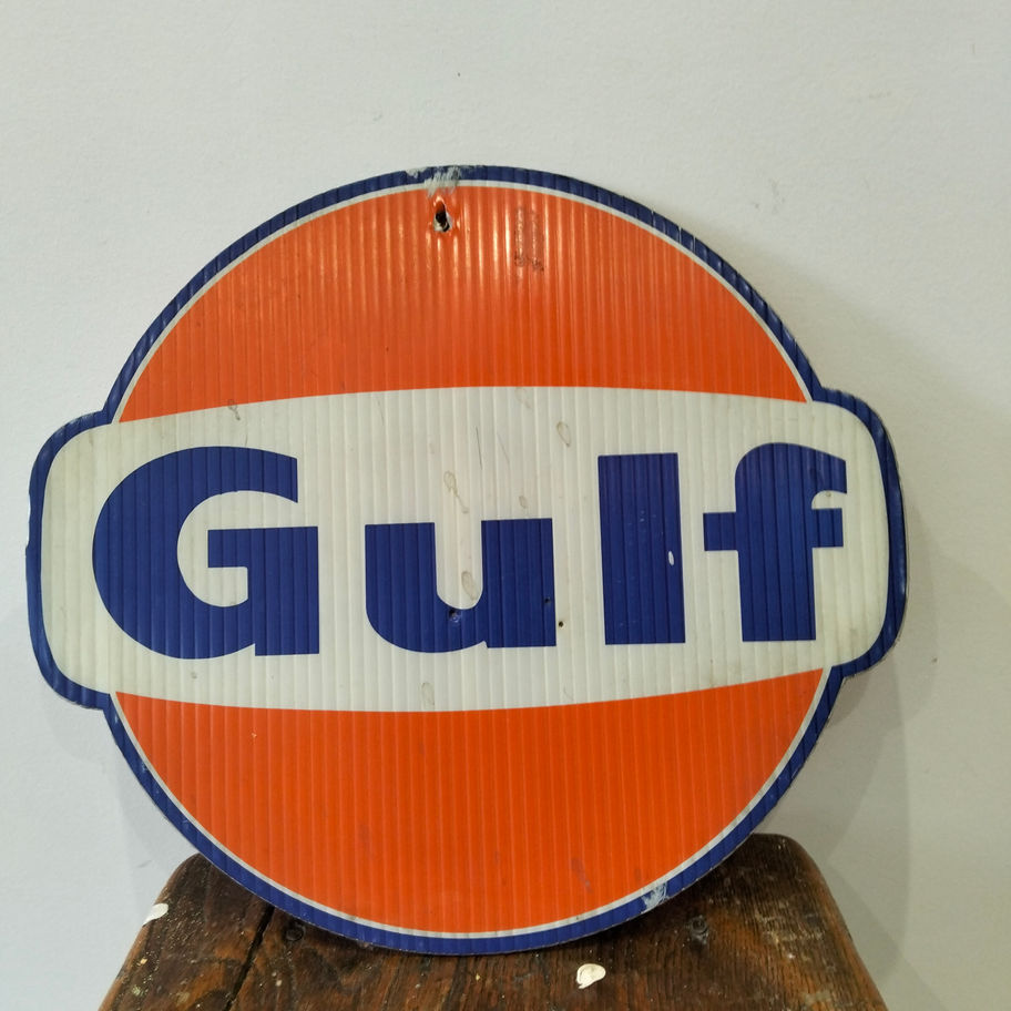 Vintage Gulf “Multi-G” Multigrade Motor Oil Cardboard Garage Sign 1970s / 80s
