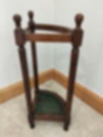 Antique Late Victorian Oak Corner Umbrella & Stick Stand with Metal Drip Tray
