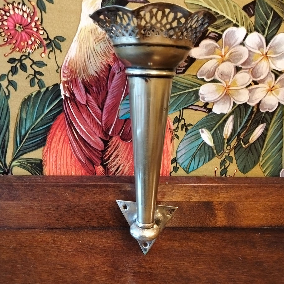 Antique silver plate Wall Pocket / Torchère with Pierced Gallery car posey