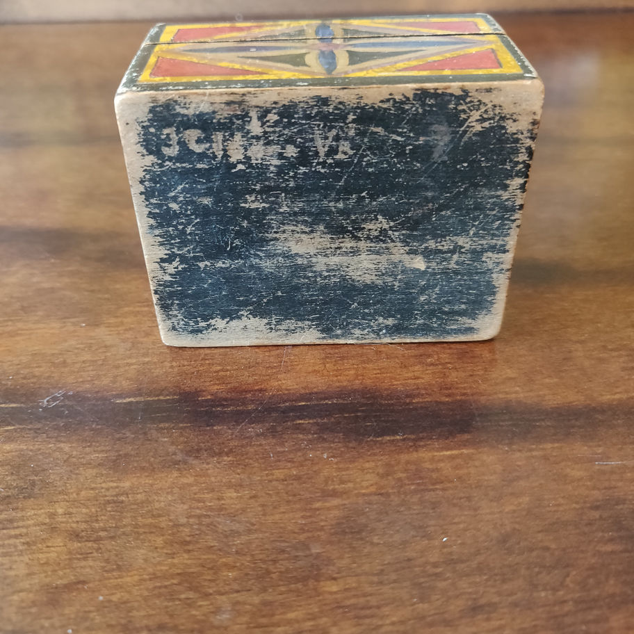 Vintage small hand made and painted pine decorative hinged box