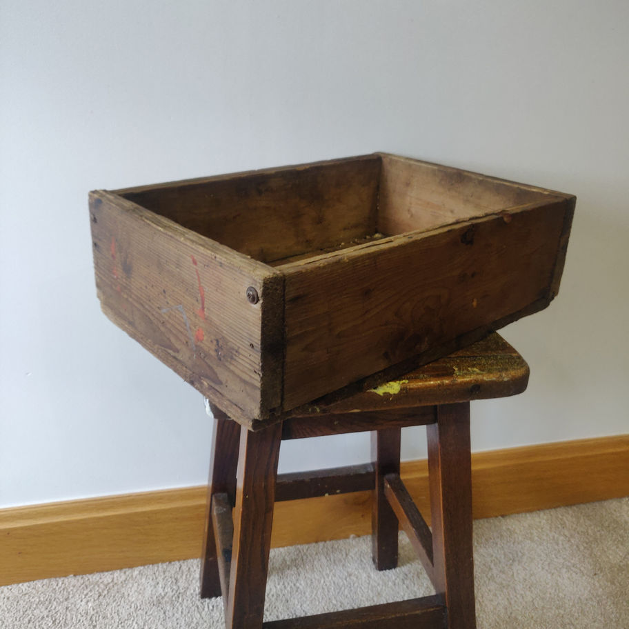 Vintage early 20th century oak crate original not reproduction