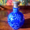 Thumbnail: Vintage stunning cobalt blue hand finished silvered perfume bottle