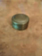Vintage Small Round Brass Pill Snuff Box Plain Lidded Pocket Pot